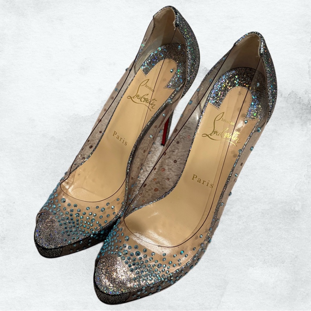 Christian Louboutin Women's Silver and Red Heels